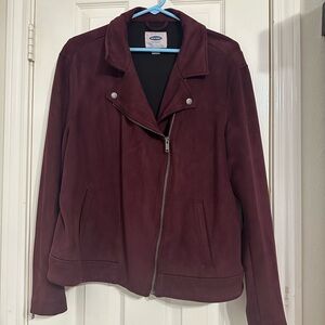 Old Navy Suede Burgundy Moto Jacket